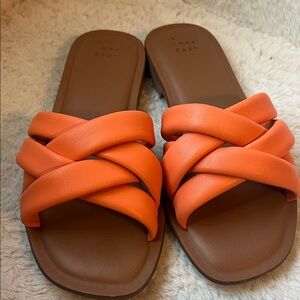a new day Orange Crisscross Slide Sandals